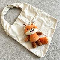 Nouveau design porte-clés en peluche renard avec sac de courses pliable, jouets en peluche animaux en gros avec sac à main