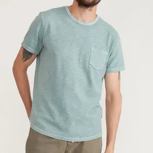 Kaus katun organik kaus bersaku pria t-shirt lengan pendek pria t-shirt kustom warna polos baju berkelanjutan musim panas