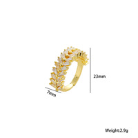 Cincin Tembaga Hongtong D2-6 Berhiaskan Zirkon Dua Baris yang Dapat Disesuaikan untuk Aksesoris Hadiah Wanita