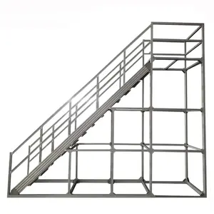 Multi-functional steel and aluminum assembly frame scaffolding folding work platform with steps and handrails
