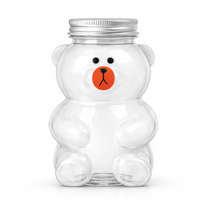 500ml <b>Bear</b> Shape Plastic Juice <b>Bottles</b> with Aluminum Cap for Beverage Liquid Soap Export to Asia America - Product Image 1