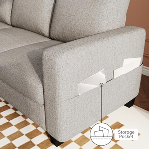 Divano Componibile <span class=keywords><strong>e</strong></span> <span class=keywords><strong>Divani</strong></span> per Soggiorno, Divano a L a 3 Posti con Pouf Mobile, Comodi <span class=keywords><strong>Divani</strong></span> Convertibili in Lino con Chaise Longue - Product Image 5