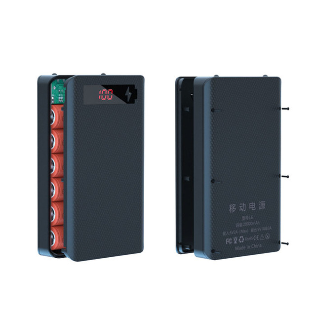 Detachable 6*18650 Power Bank Case Dual USB Mobile Phone Charge DIY Shell 18650 Battery Holder