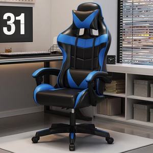 Chaise de jeu de course E-Sports à dossier haut, rembourrée, moderne, réglable en hauteur, ergonomique, pivotante, en cuir PU - Product Image 3