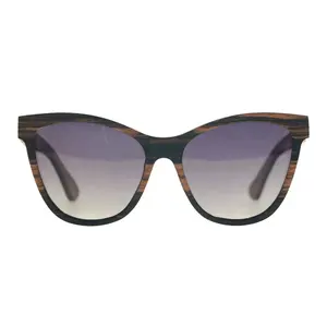 Moda Vintage de ojo de gato en forma de Polorised de madera gafas de sol de las mujeres 2022