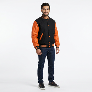 OEM Custom <b>Men's</b> <b>Baseball</b> Embroidered Varsity <b>Jacket</b> Old School Bomber Letterman FINER THREADS Breathable Winter Stand Collar - Product Image 1