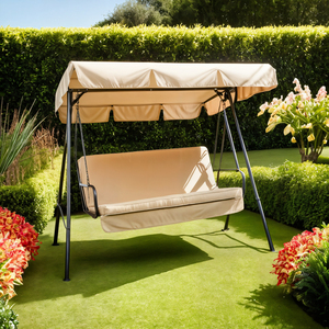 Cuscino per Dondolo a 3 Posti ECRU con Tettuccio, Prodotto per Dondoli da Giardino - Product Image 3