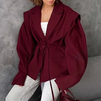 Prêt à expédier Nouveau Blazer Oversize Style Urbain Moderne avec Double Ceinture à Nouer sur les Épaules Manteaux d'Automne pour Femme Vente en Gros Dropshipping