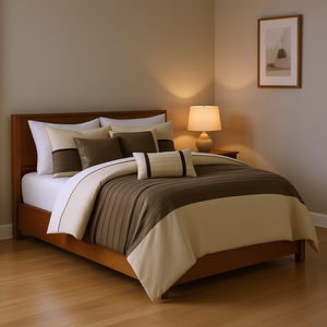 Ensemble de couette 7 pièces rayé moderne, literie 100% polyester pour usage domestique - Product Image 2