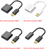 Adaptador Mindpure DP a HDMI VGA DVI, Convertidor DisplayPort Macho a HDMI 4K VGA 1080P DVI Hembra para Tarjeta Gráfica de Computadora de Escritorio y Portátil