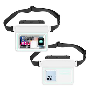 फैक्टरी कस्टम ipx8 pvc वाटरप्रूफ मोबाइल फोन बैग सार्वभौमिक फ्लोटिंग स्पंज सेल फोन वाटरप्रूफ कमर पाउच बेल्ट के साथ