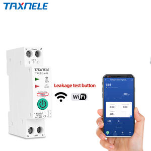 TUYA WIFI Inteligente Mini Disjuntor 1P 63A Interruptor Remoto Temporizador Medidor de Energia KWh Tensão Corrente Vazamento Proteção Inteligente MCB - Product Image 1