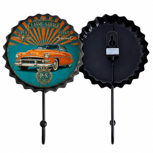 Support mural décoratif en métal imprimé, robuste, pour bouteilles et bouchons, thème garage de voitures classiques, pour décoration de <span class=keywords><strong>man</strong></span> cave et de la maison - Product Image 4