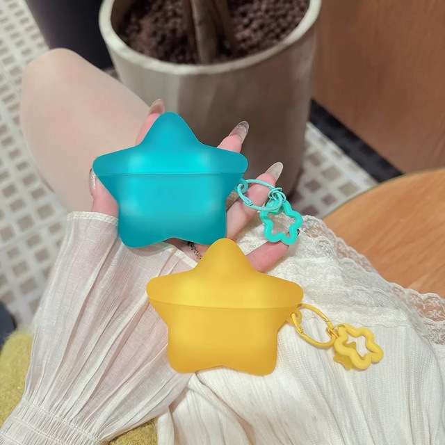 Korean Style Luminous Jelly with Transparent Stars Earphone Case with Cute Chain for Airpods 1/2/4 Pro TPU Bling Clear case