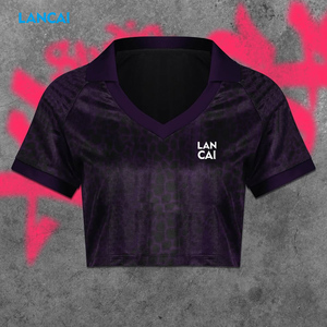 T-shirt Femme Y2K Col V Personnalisé Style Sportif Crop Top Manches Courtes Nouvelle Collection 2026 - Product Image 2