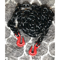 Chaîne de transport G80 3/8" Grade 80 noire soudée, chaîne de remorquage robuste avec crochets de levage à fourche G70