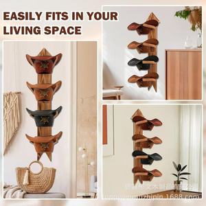Wooden <b>Hat</b> Rack 4 Layers <b>Standing</b> Multi Layer Storage Organizer For Cowboy <b>Hats</b> Display Rack - Product Image 2