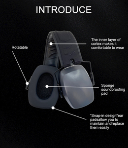 30dB phạm vi tiếng ồn hủy bỏ chiến thuật Tai nghe có thể gập lại bịt tai với ABS và PU dành cho người lớn chụp bảo vệ tai an toàn đầu tiên - Product Image 3