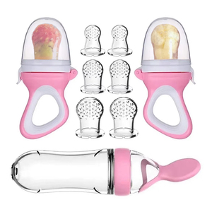 Stocks d'usine, sucettes pour bébés en silicone de qualité alimentaire, ensembles de sucettes pour bébés, <span class=keywords><strong>biberon</strong></span> à presser en silicone avec cuillère pour enfants - Product Image 3