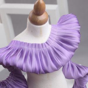 ผ้าชีฟองสีม่วงเบจ Ruffled,ผ้าชีฟองยู่ยี่ปกกระโปรงวัสดุเสื้อผ้าจีบลูกไม้ตัด - Product Image 4