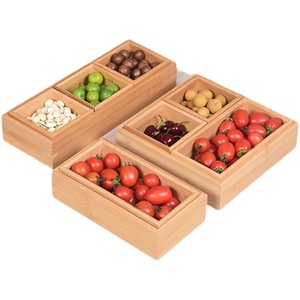 Plateau à fruits et noix en bambou, style japonais, boîte à collation en bois, plateau de service moderne pour salon, usage domestique - Product Image 5