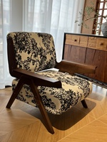 Fauteuil en bois de style rétro français de luxe léger avec dossier pour salon, balcon, chambre à coucher, mobilier de maison de loisirs