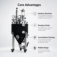 Cuve de Fermentation Sanitaire en Acier Inoxydable Poli Miroir pour l'Industrie Pharmaceutique et Biotechnologique