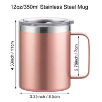 Vente en gros de tasses à café isothermes en acier inoxydable à double paroi de 12 oz, personnalisées, avec poignée et couvercle