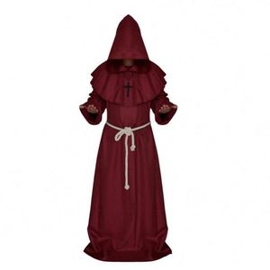 Robe de moine médiévale Renaissance à capuche, costume de frère, cape longue de chevalier, sorcier, diable pour adultes Halloween - Product Image 3