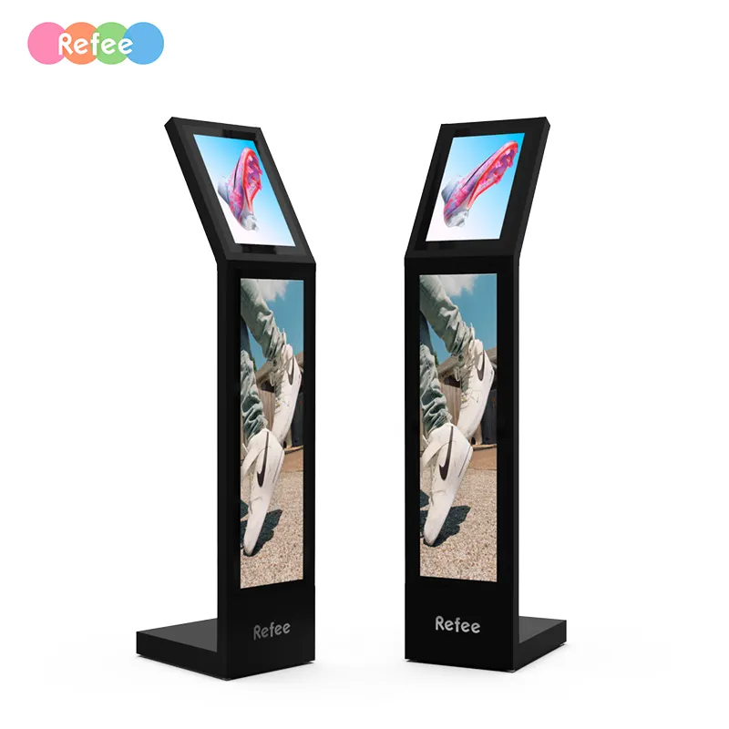 Refee Floor Standing Indoor Electronic Totem Kiosk Touch Screen Display Stretched Bar Lcd Monitor Screen Display