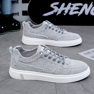 Chaussures de sport pour hommes, nouvelle tendance respirante, en toile, à lacets, avec doublure en PU, chaussures de travail polyvalentes décontractées - Product Image 3