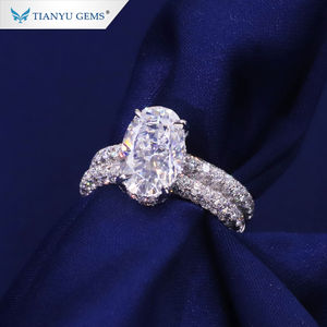 Tianyu Драгоценные Камни кольцо с бриллиантами из лаборатории 14 к 18 К Белое Золото овальной огранки бриллианты cvd набор обручальных колец - Product Image 1