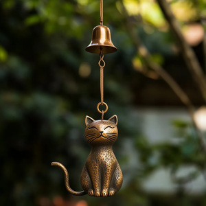 Carillon à vent en forme de chat, ornement suspendu pour la décoration extérieure du jardin - Product Image 4