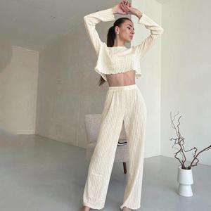 Ensemble pantalon court sexy ajouré pour femme, collection automne, style maison tendance - Product Image 2