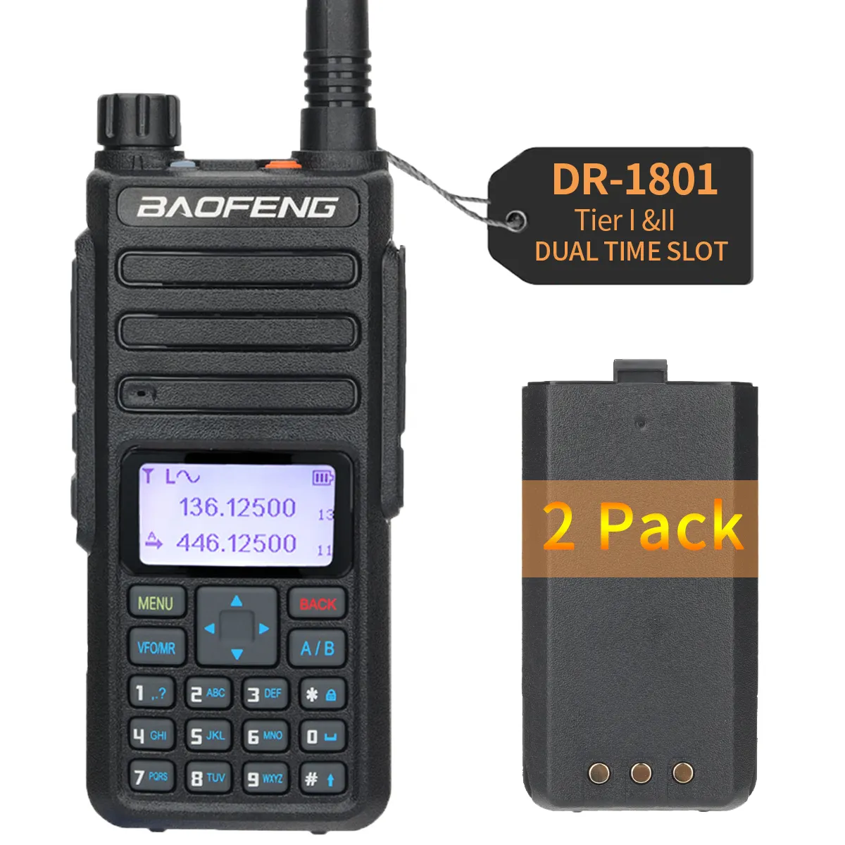 Baofeng-walkie-talkie de largo alcance DR-1801, doble banda, DMR, Digital/analógico, nivel 1 y 2 niveles II, ranura de tiempo Dual, actualización de Radio de DM-1801