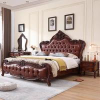 Lit plateforme de luxe en bois massif européen, tête de lit capitonnée en cuir sculptée à la main, taille King, écologique, garantie 2 ans, pour la maison