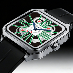 Montre à quartz légère pour homme, de luxe discret, écologique, en acrylique, style sportif, cadran carré, bracelet magnétique, chiffres arabes, pour le commerce transfrontalier - Product Image 5