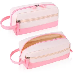 Big Capacity Pencil Case Double Zipper Pen Pouch Organizer Storage Cosmetic Makeup Bag With Handle Adults Women Office