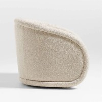 Fauteuil pivotant de loisirs moderne 2025 style nordique en tissu bouclé blanc avec structure en bois massif pour salon, hôtel, appartement