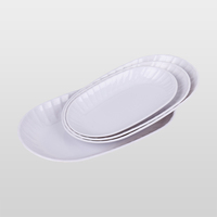 Assiette ovale cannelée en mélamine blanche incassable et résistante à l'usure pour distributeurs de vaisselle - Approvisionnement mondial pour le commerce de gros
