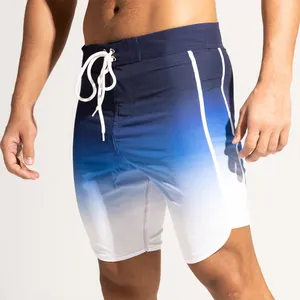 Shorts de natação personalizados, bermuda de praia masculina de alta qualidade com estampa de subolmação, 4 vias, para venda