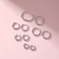 Anting Hoop Perak Sterling Gaya Korea FY-EK195, Serbaguna, Lucu, Lapis Rhodium & Emas, Tidak Perlu Dilepas Saat Tidur, Untuk Wanita