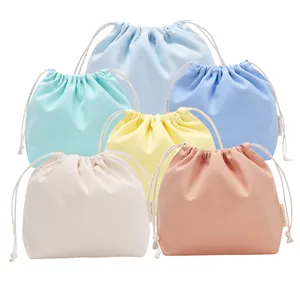 Hanio Portable Muslin Simple Travel Pouch Reusable Gift Packing Cosmetic Canvas Drawstring Dust Bag