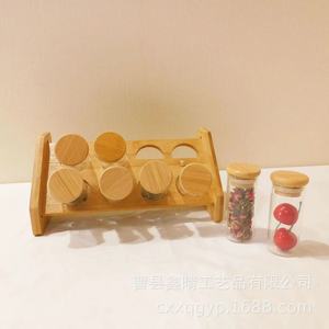 Bamboo Wood <b>Spice</b> <b>Rack</b> With 6 Glass <b>Jars</b> <b>For</b> Kitchen Countertop Storage Organizer Eco Friendly Multi Purpose - Product Image 2