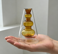 Diffuseur d'arômes en verre double couche, flacon transparent avec récipient intérieur ambré en forme de cône, pour parfum d'intérieur, bouteille à bâtonnets, décoration de table