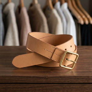 Ceinture en cuir de vachette de qualité supérieure, couleur marron, boucle carrée en acier à motif floral, imprimée par transfert thermique, écologique, légère, personnalisable - Product Image 1