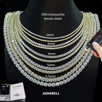 Chaîne Tennis HipHop Ice Out en Argent 925 avec Moissanite GRA VVS Couleur D, Collier Moissanite, Testée et Prête à l'Expédition, Gravure Laser Gratuite