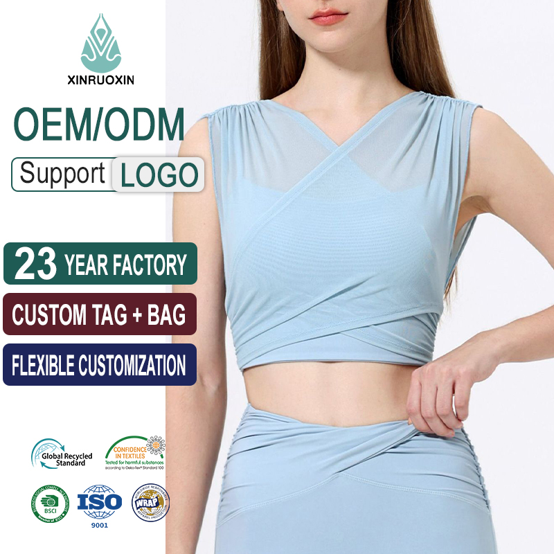 Customized Women's Double-Piece Sports Top with Built-In Bra Breathable Backless Fitness Bra T-Shirt for Yoga