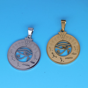 Jeroglíficos egipcios Horus ojo COLLAR COLGANTE personalizado grabado DIY Acero inoxidable chapado en oro accesorios de joyería al por mayor - Product Image 2