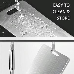 Rayshine Double Sided Stainless Steel Titanium Cutting Board Food Grade Dishwasher Safe Eco-Friendly Non-Stick Hangable Chopping - Product Image 3